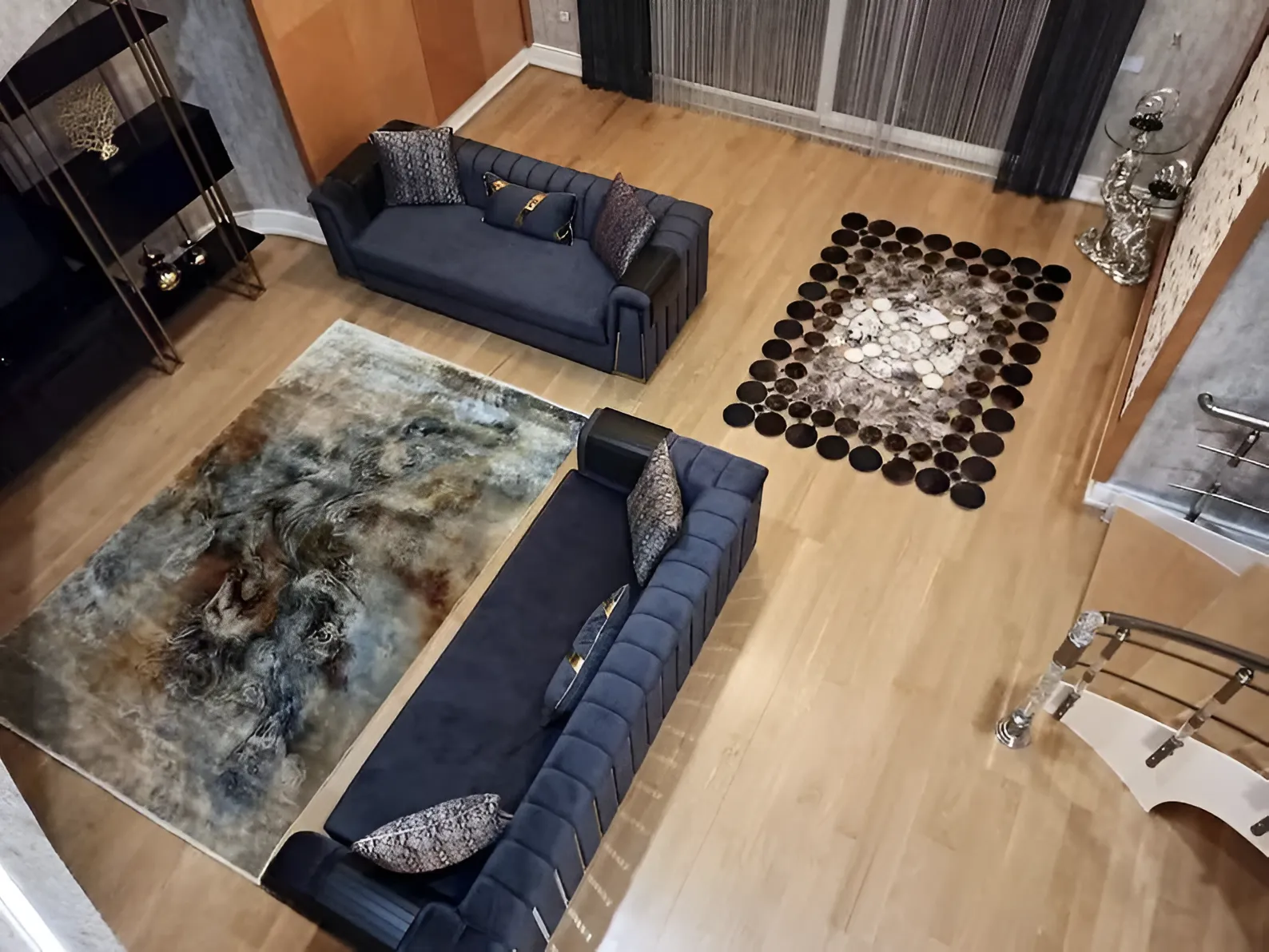100% Genuine Natural Cowhide Patchwork Rug for Living Room Decor, Modern Living Room Rug
