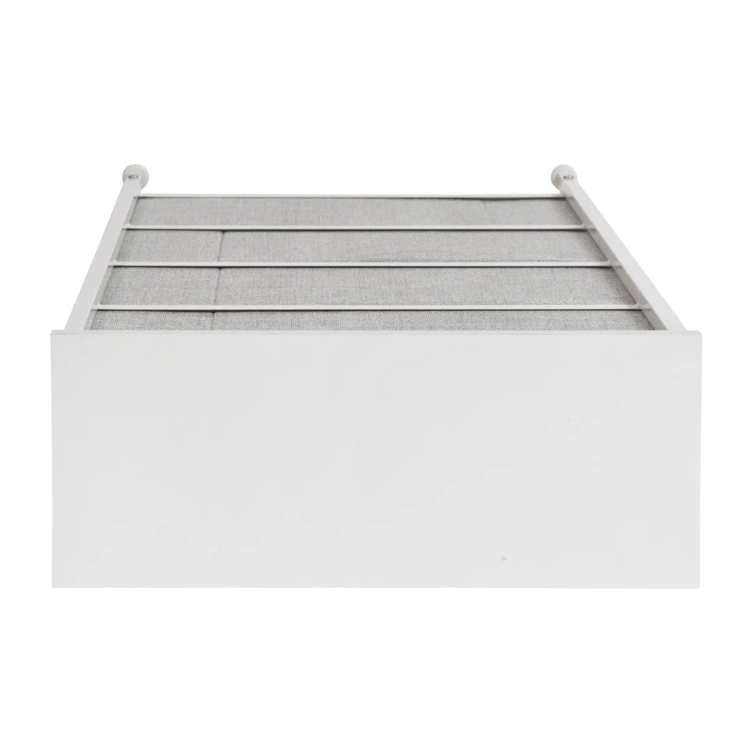 4 Drawer Slim Wood Top Cast Iron Frame Dresser Storage Tower with Light Gray Easy Pull Fabric Drawers