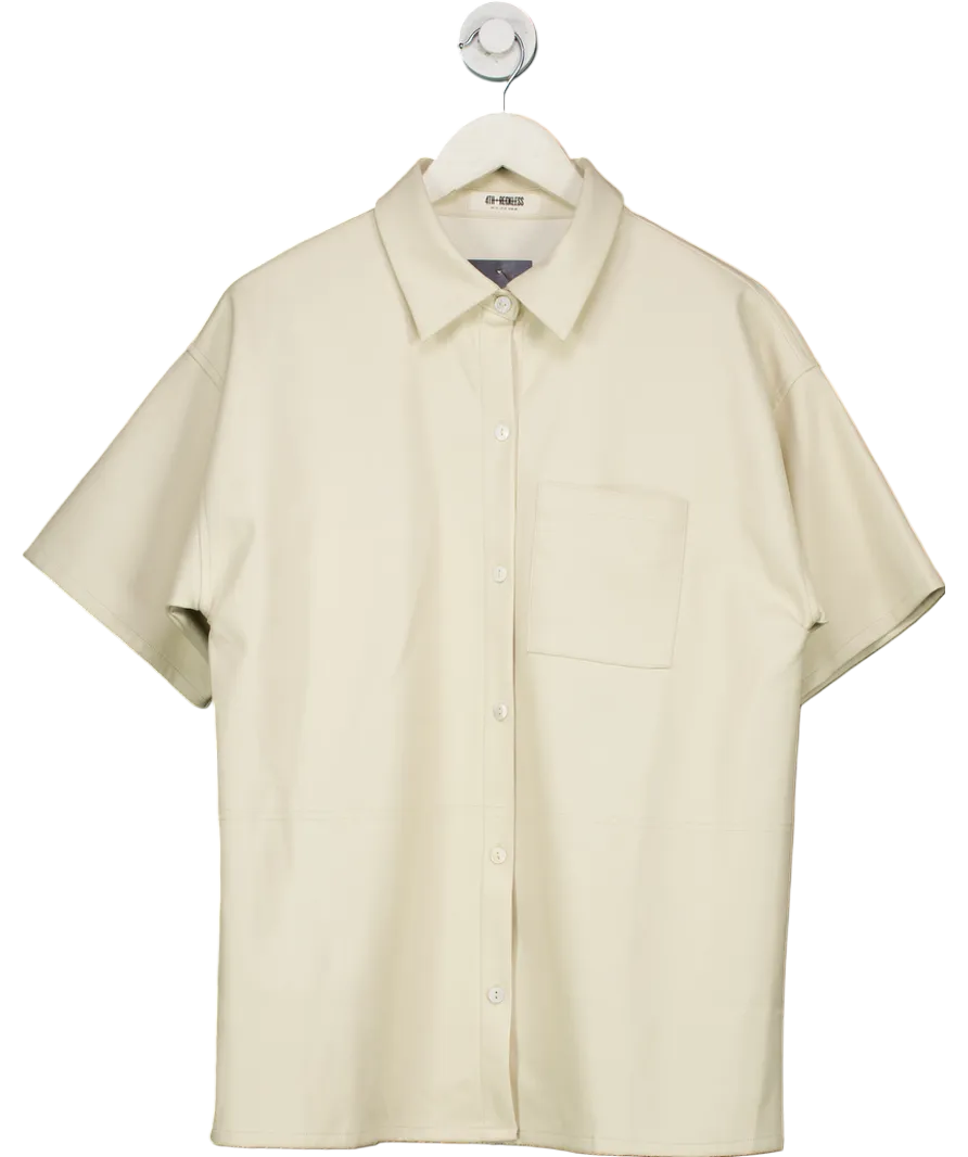 4th & Reckless Cream Leather Look Shirt UK 10