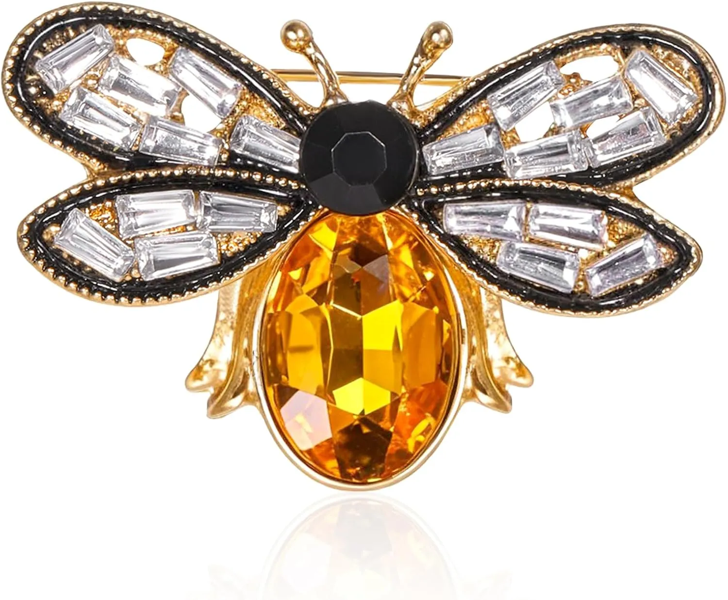 Bee Brooch, Retro Brooch Pin Rhinestone Brooch Cute Honey Bee Vintage Brooch Sparkly Lapel Pin for Women Girls (Gold)