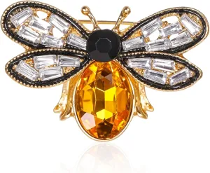Bee Brooch, Retro Brooch Pin Rhinestone Brooch Cute Honey Bee Vintage Brooch Sparkly Lapel Pin for Women Girls (Gold)