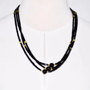 Black Three Strands With Gold Ascent Elegant Necklace