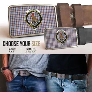 Boswell Tartan Belt Buckles with Family Crest