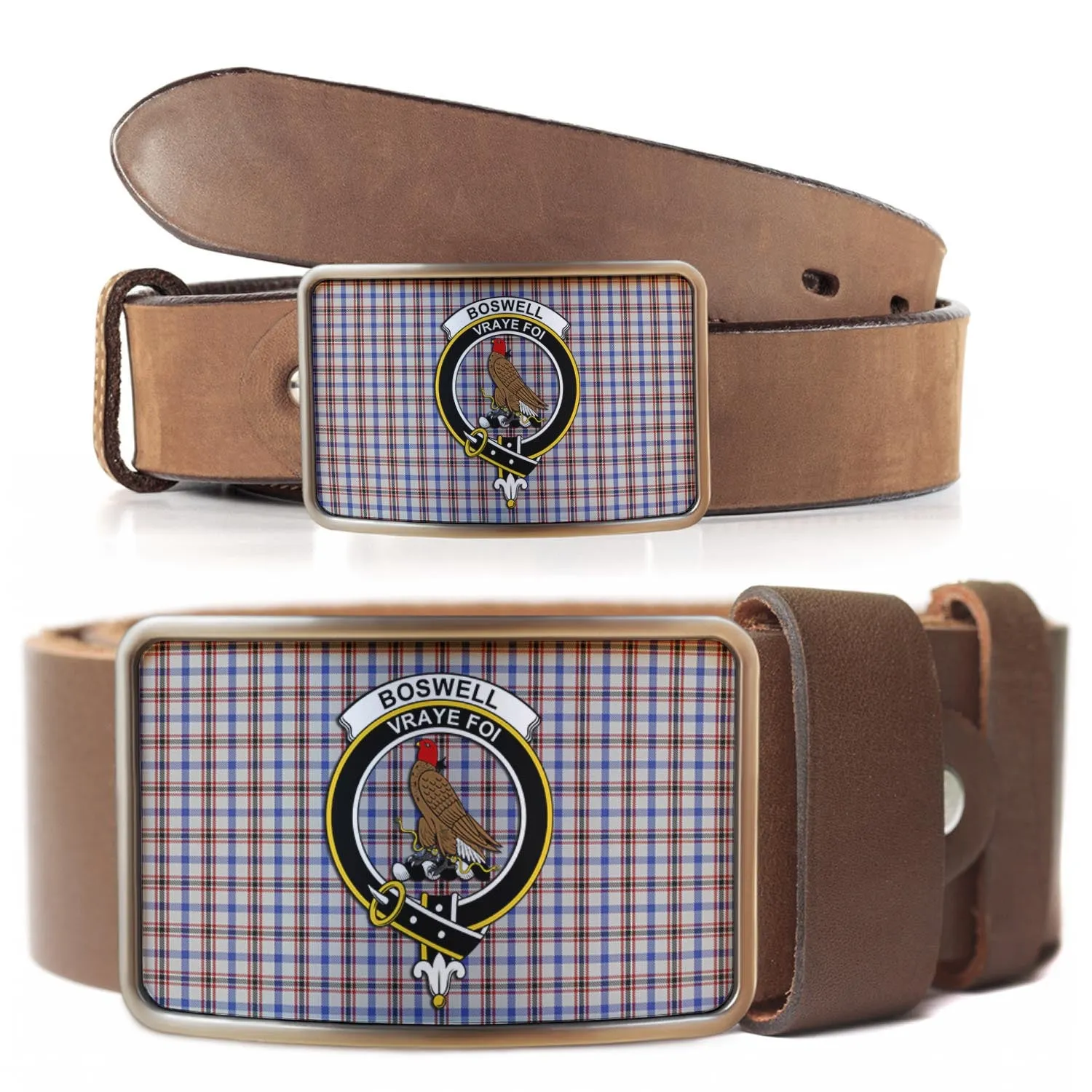 Boswell Tartan Belt Buckles with Family Crest