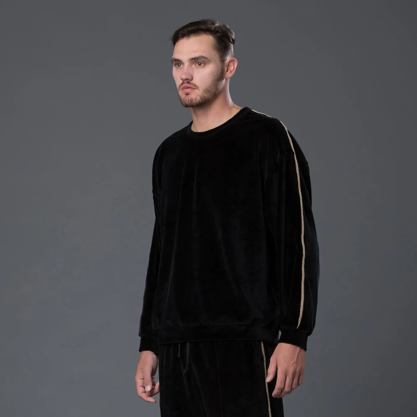 Braided Velour Crewneck Sweatshirt