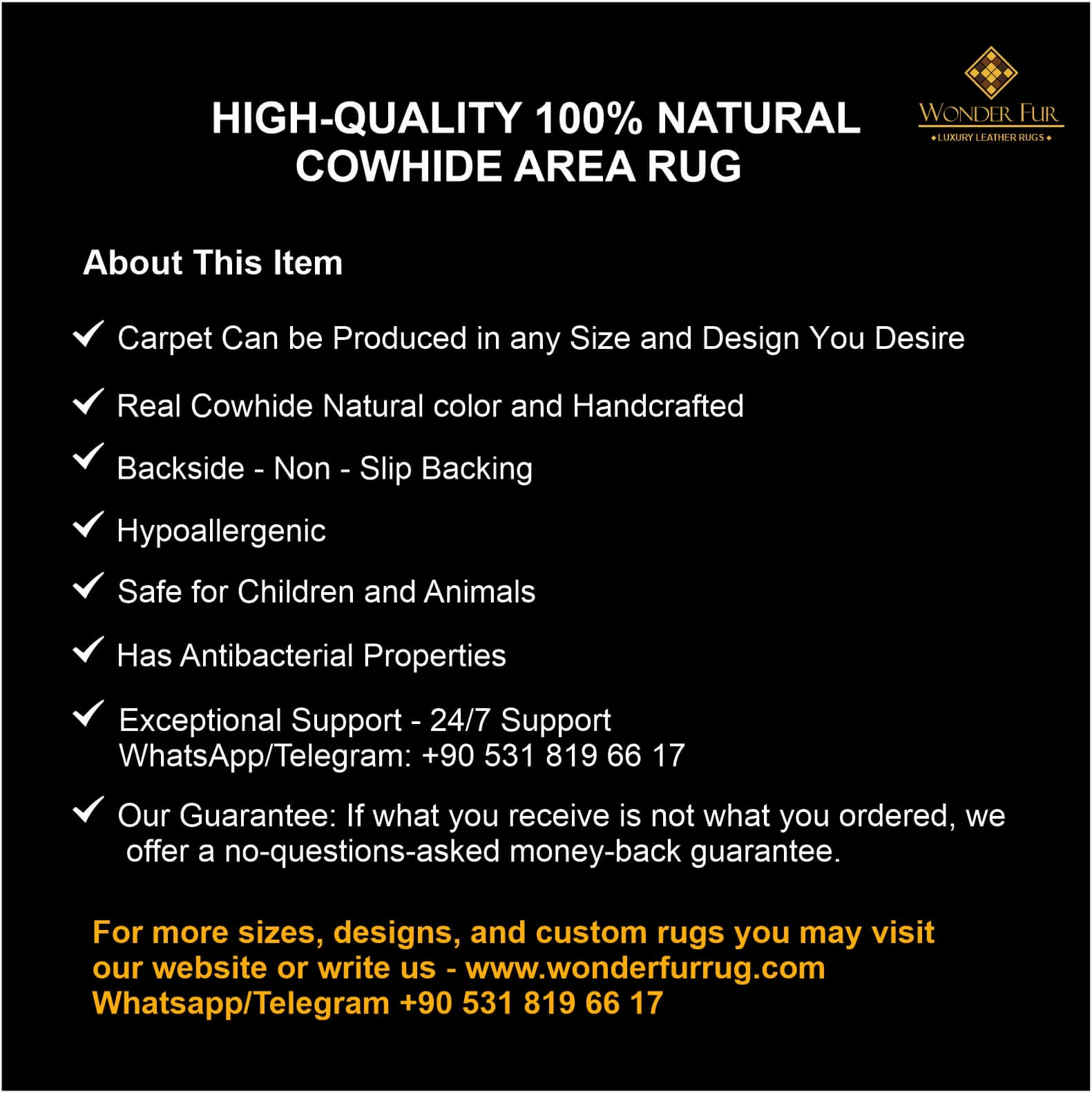 Brown and Black Cow Skin Carpet, Natural Cowhide Patchwork Area Rug, Perfect for Home Décor