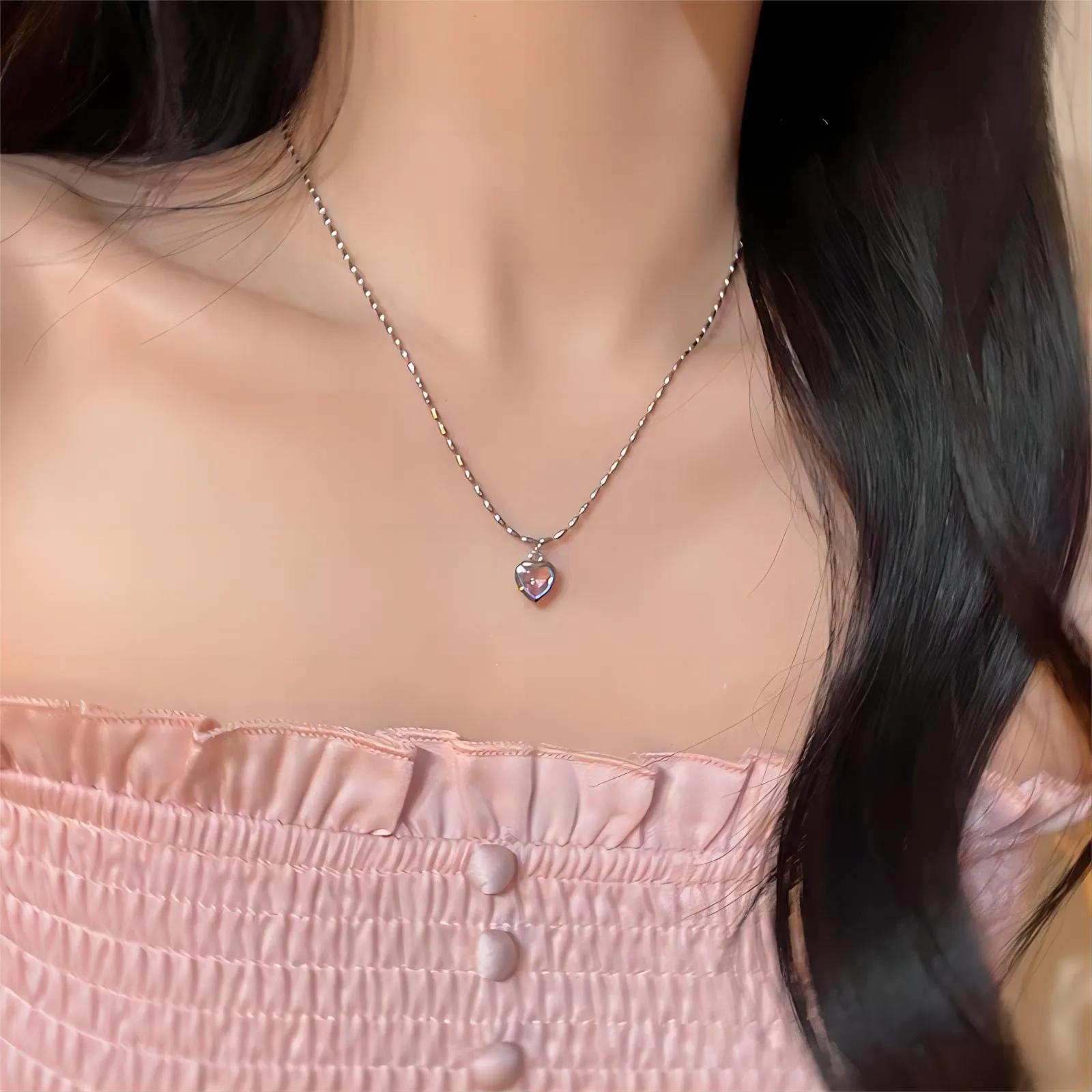 Charming Crystal Heart Matching Necklace