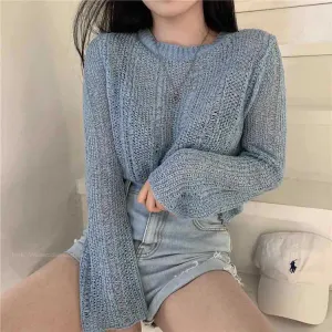 Cut-out Knitted Loose Sweater