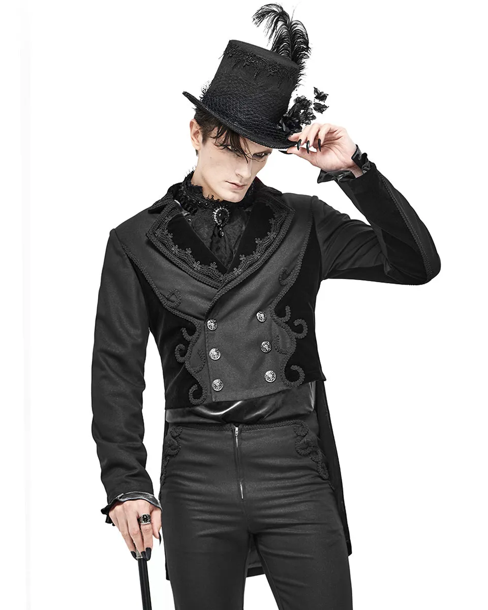 Devil Fashion Stokerton Mens Regency Gothic Tailcoat Jacket - Black