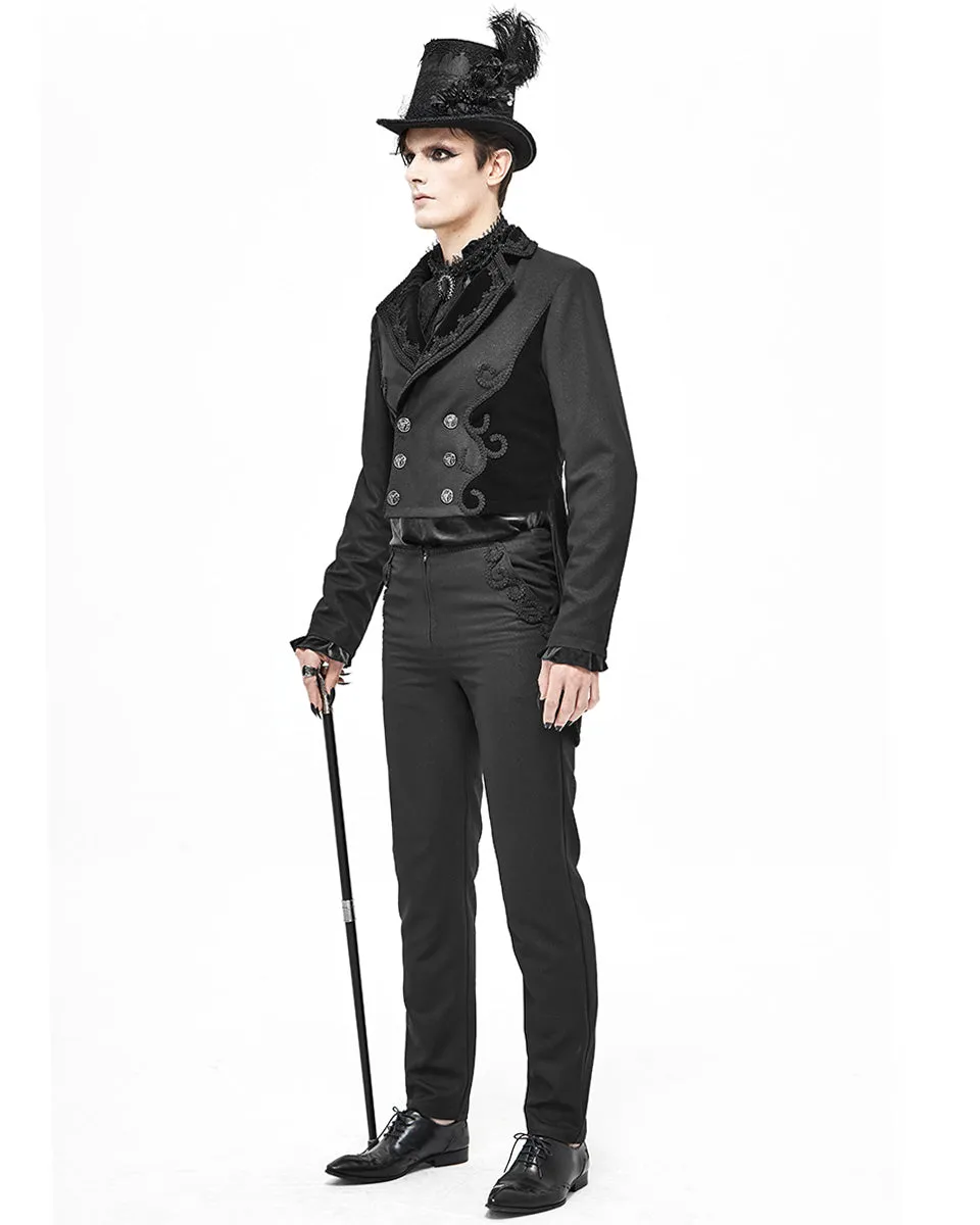 Devil Fashion Stokerton Mens Regency Gothic Tailcoat Jacket - Black