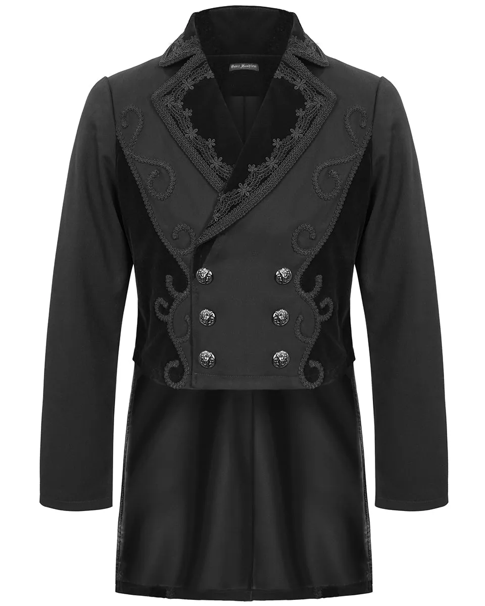 Devil Fashion Stokerton Mens Regency Gothic Tailcoat Jacket - Black