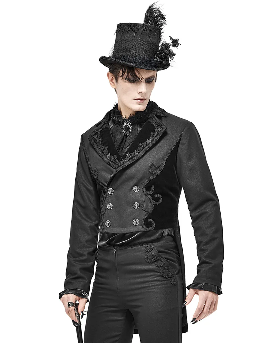 Devil Fashion Stokerton Mens Regency Gothic Tailcoat Jacket - Black