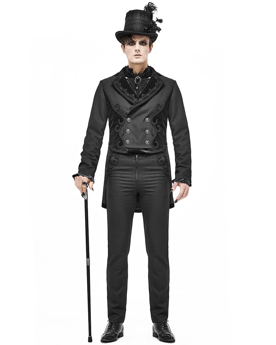Devil Fashion Stokerton Mens Regency Gothic Tailcoat Jacket - Black