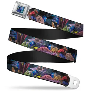 Dory Pose3 Swirls Full Color Blues Seatbelt Belt - Dory 4-Hiding Poses Under the Sea Webbing