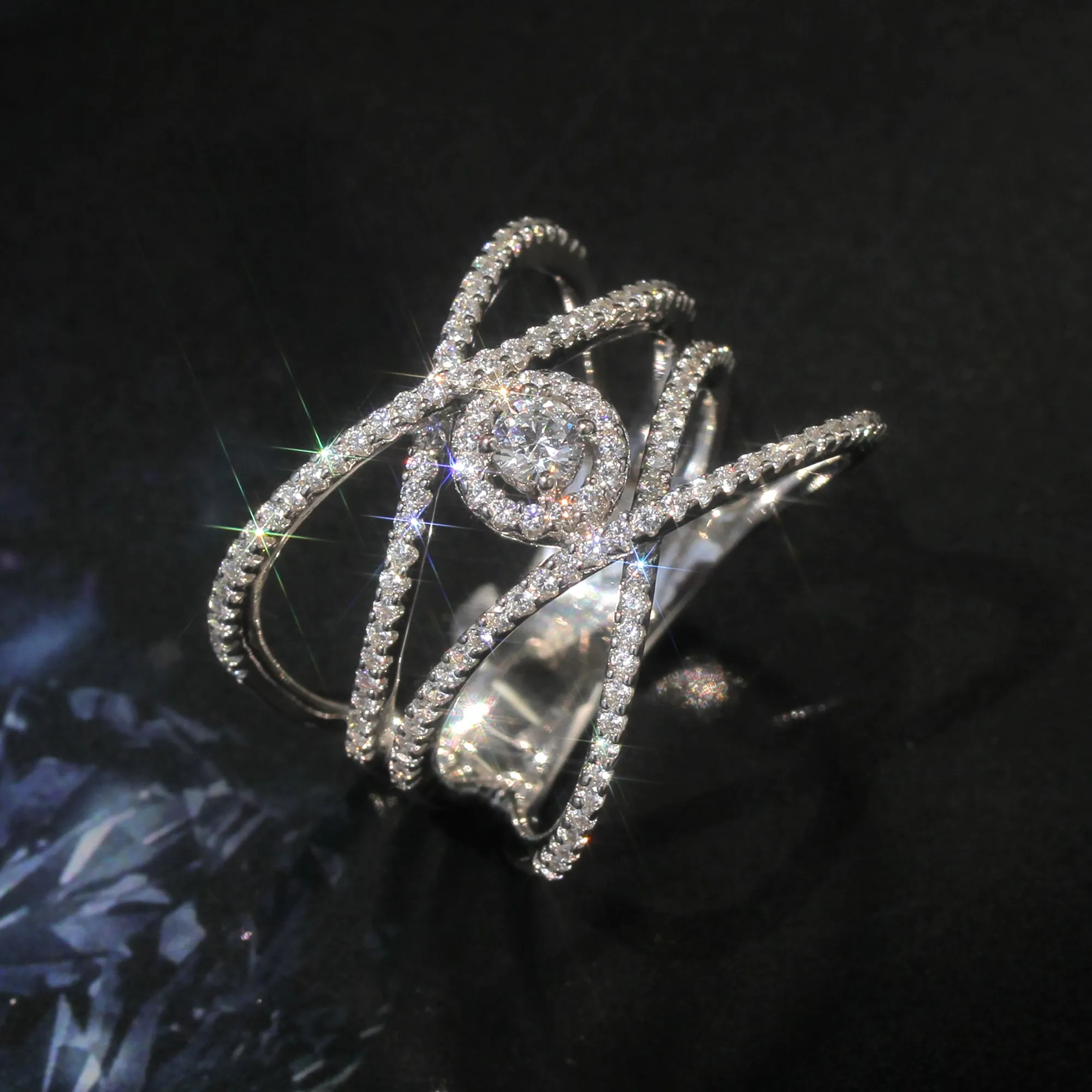 Elysian Weave 18mm Statement Halo Ring