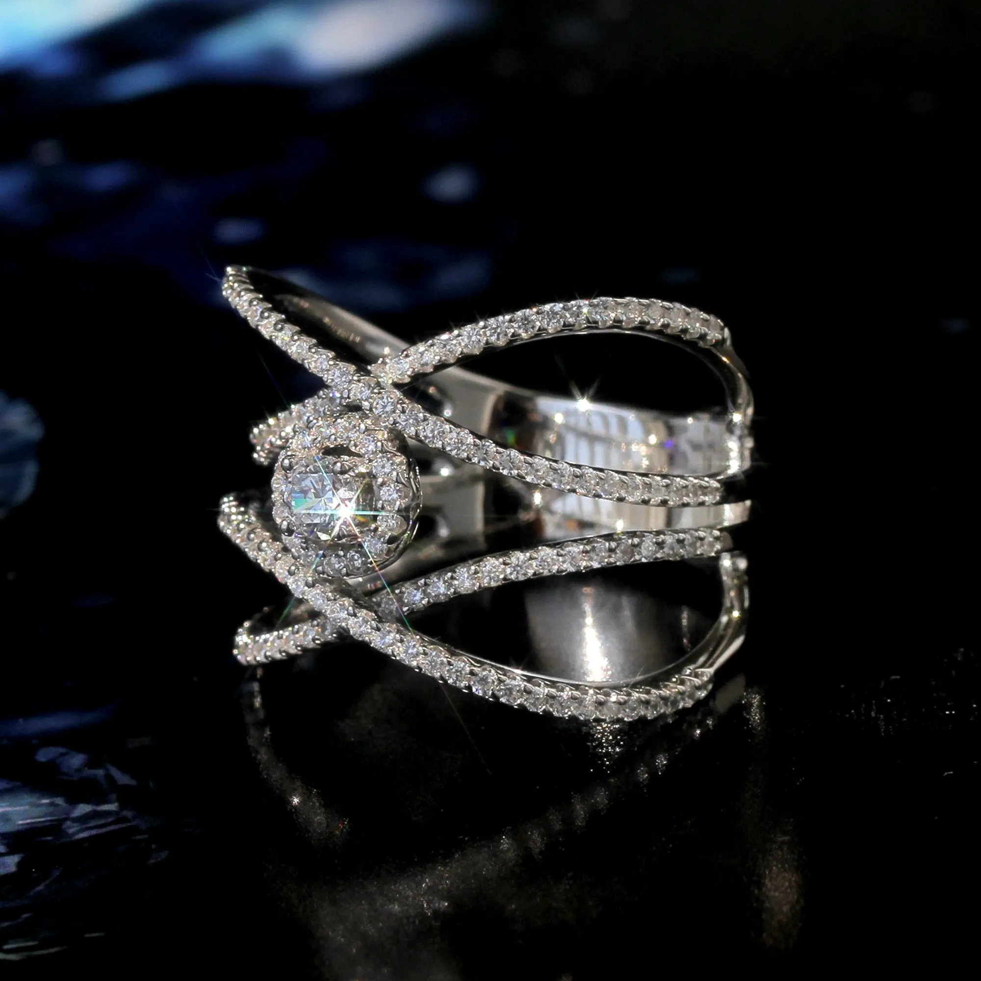 Elysian Weave 18mm Statement Halo Ring