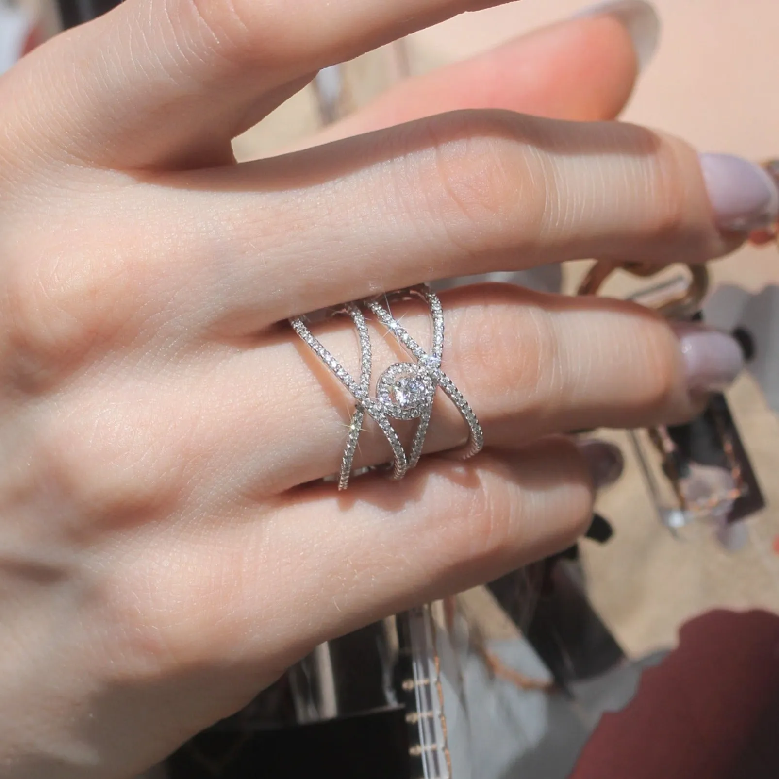 Elysian Weave 18mm Statement Halo Ring