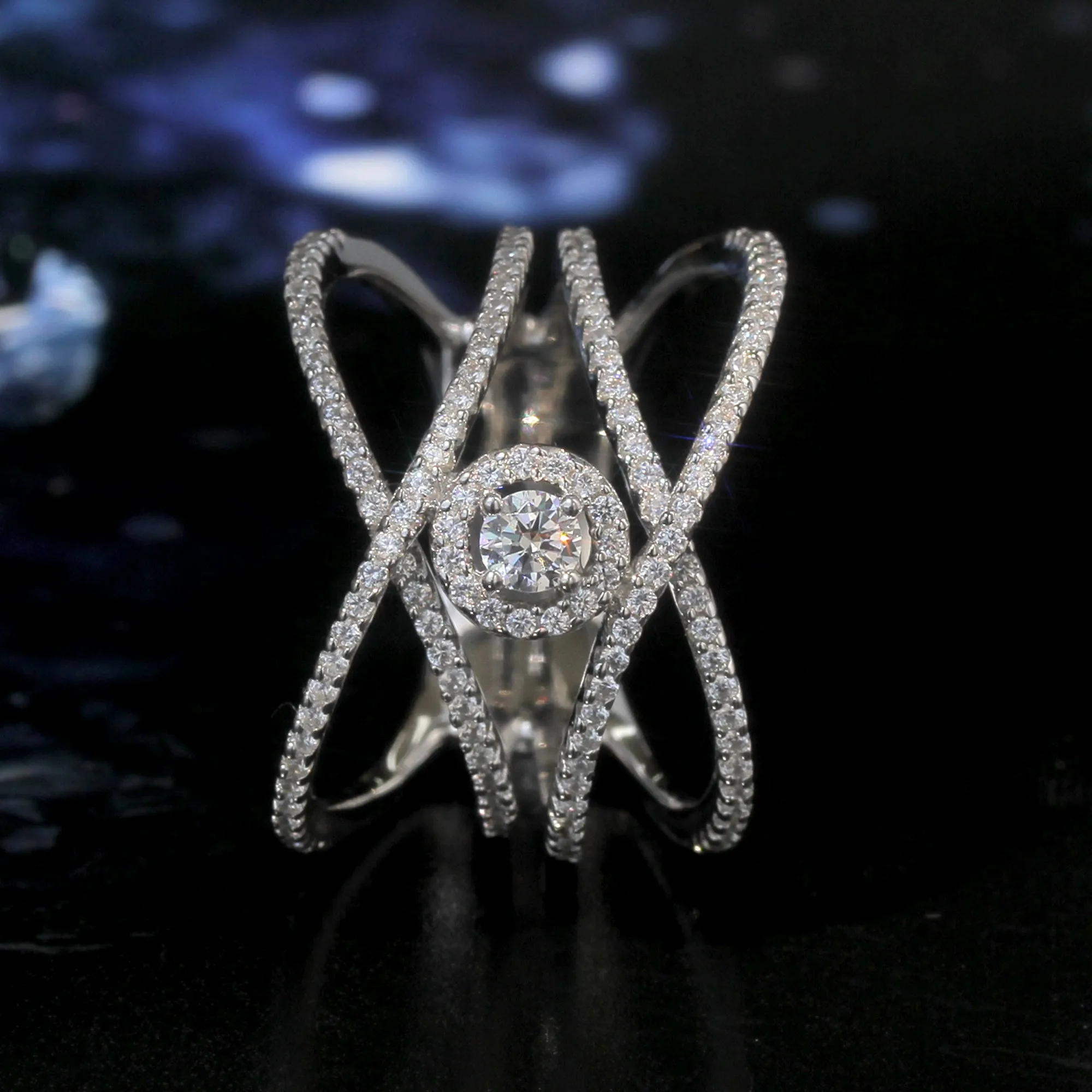 Elysian Weave 18mm Statement Halo Ring