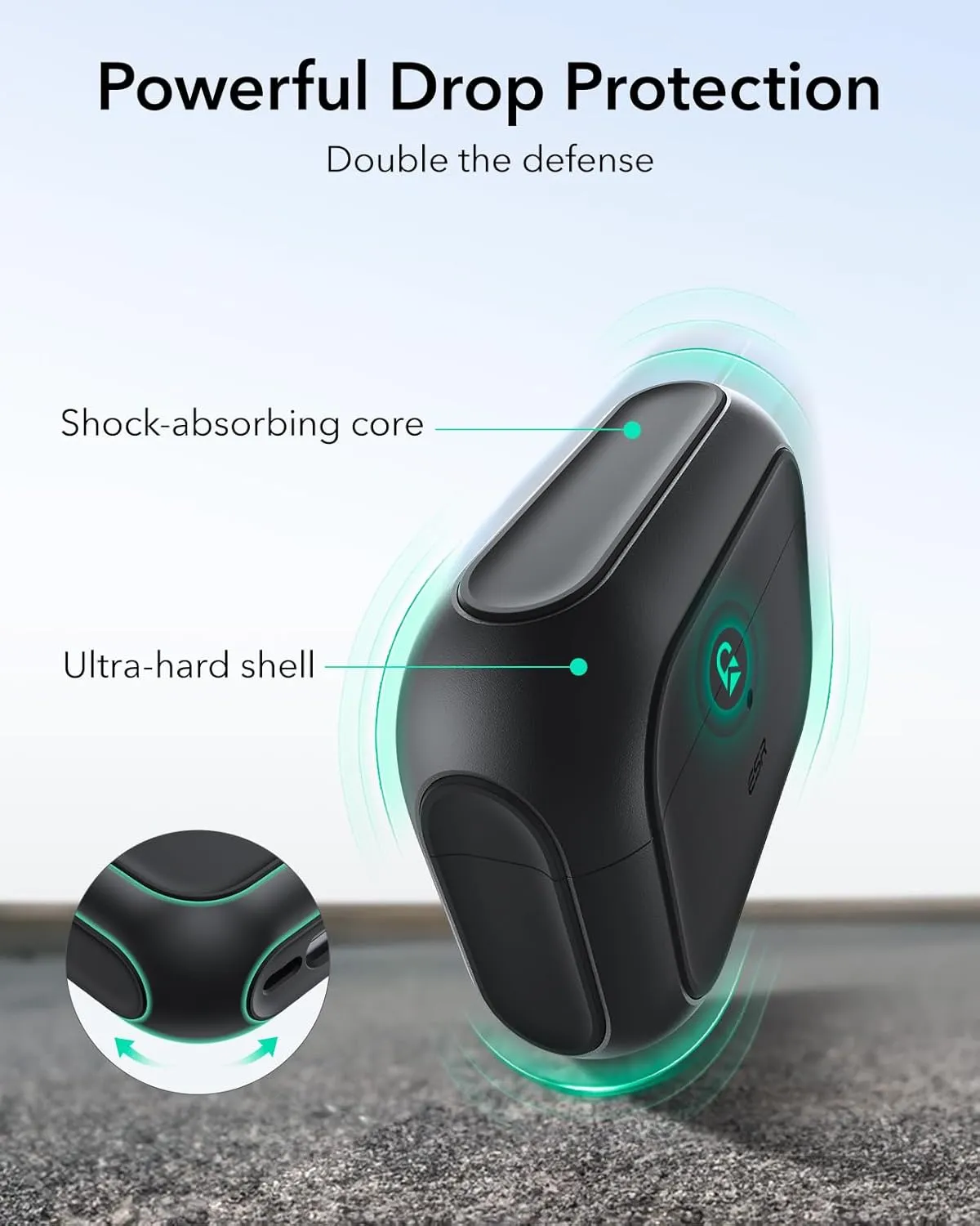 ESR for AirPods Pro 2 Case (HaloLock), Compatible with Airpods Pro Case 2nd / 1st Generation (2023/2022/2019), Compatible with MagSafe, Full Drop Protection Cover with Lanyard, Black