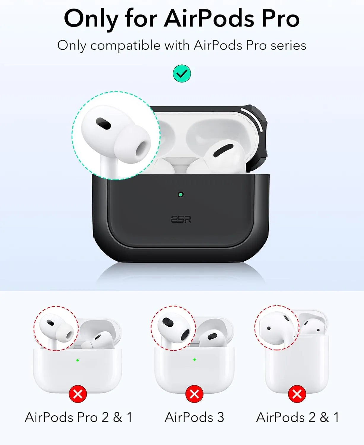 ESR for AirPods Pro 2 Case (HaloLock), Compatible with Airpods Pro Case 2nd / 1st Generation (2023/2022/2019), Compatible with MagSafe, Full Drop Protection Cover with Lanyard, Black