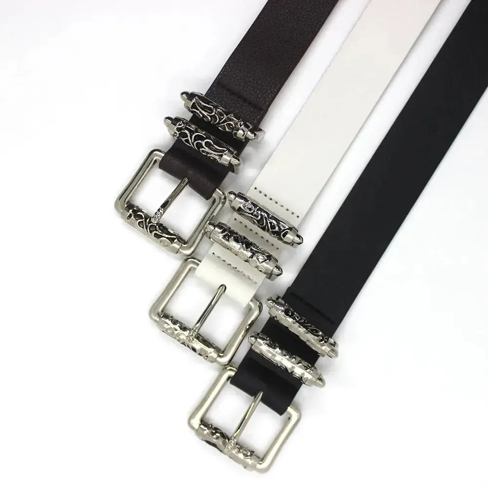 French Gothic Design Buckle Leather Belt