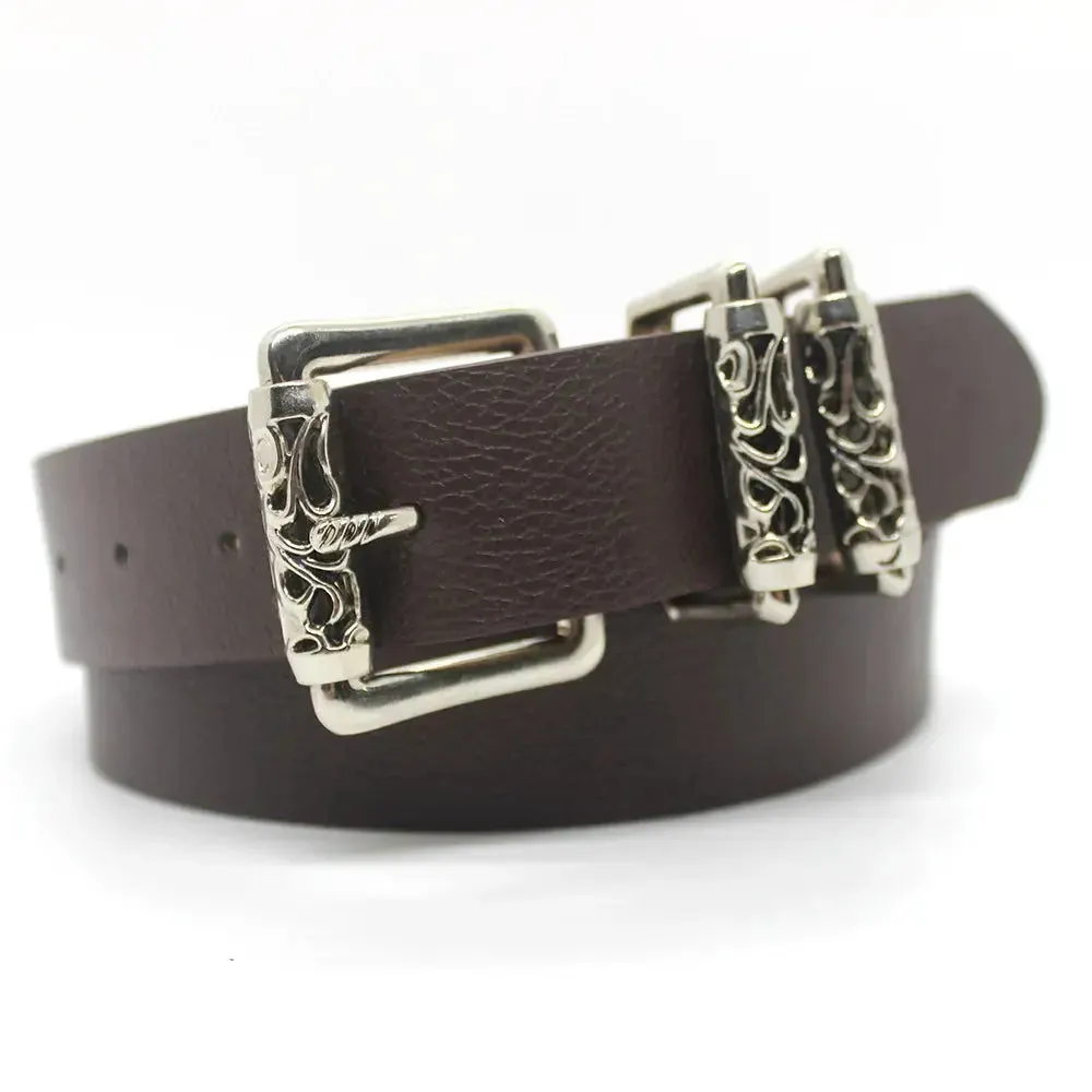 French Gothic Design Buckle Leather Belt