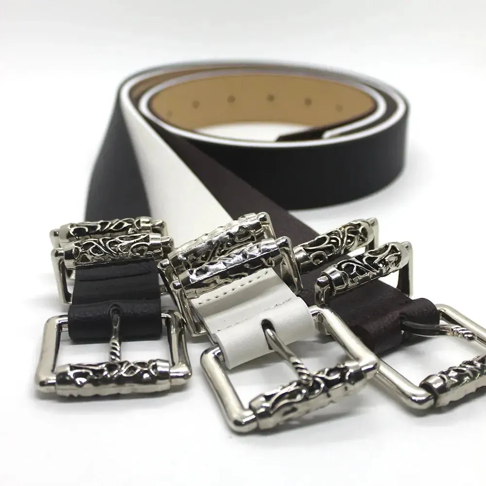 French Gothic Design Buckle Leather Belt