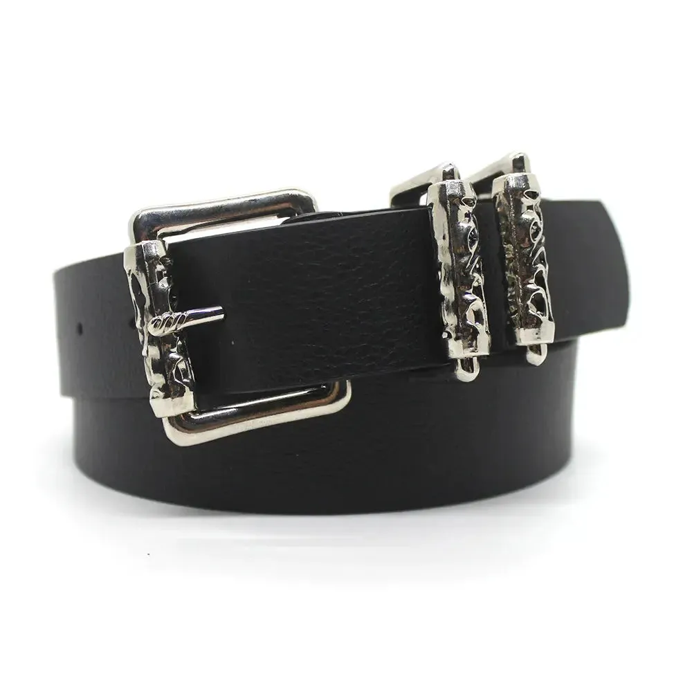 French Gothic Design Buckle Leather Belt