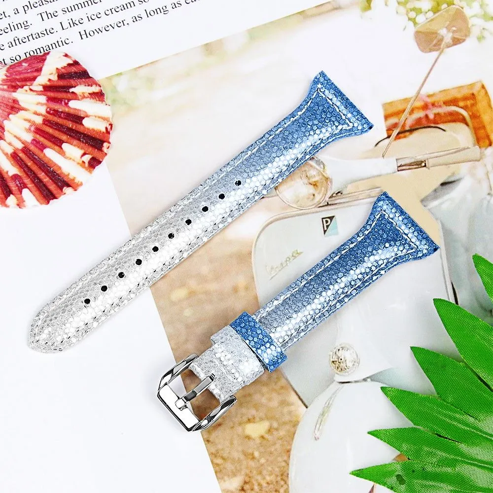 Garmin Vivomove 3 gradient color cowhide leather watch strap - Silver / Blue