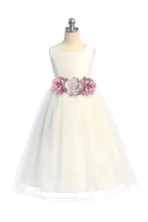 Girls Ivory Poly Silk Tulle Plus Size Dress 16.5