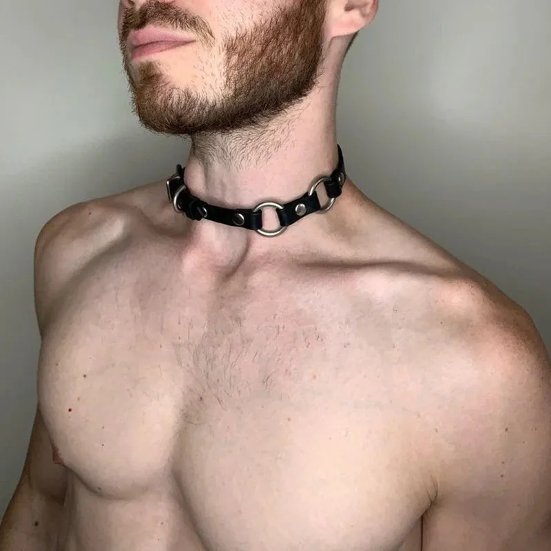 Goth Bdsm Neck Bondage PU Leather Harness Sexy Men Gay Bdsm Belt Erotic Costume Collar Fetish Wear Club Party Sex Accessories