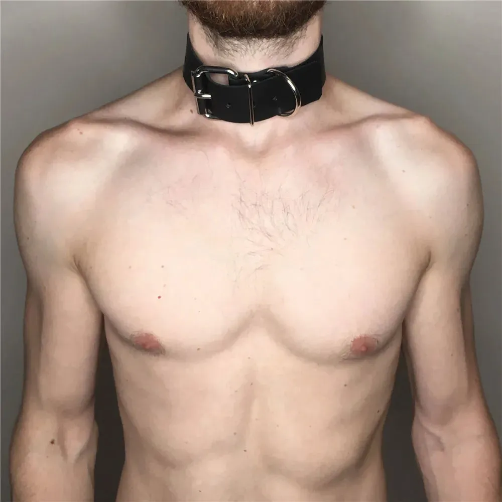 Goth Bdsm Neck Bondage PU Leather Harness Sexy Men Gay Bdsm Belt Erotic Costume Collar Fetish Wear Club Party Sex Accessories