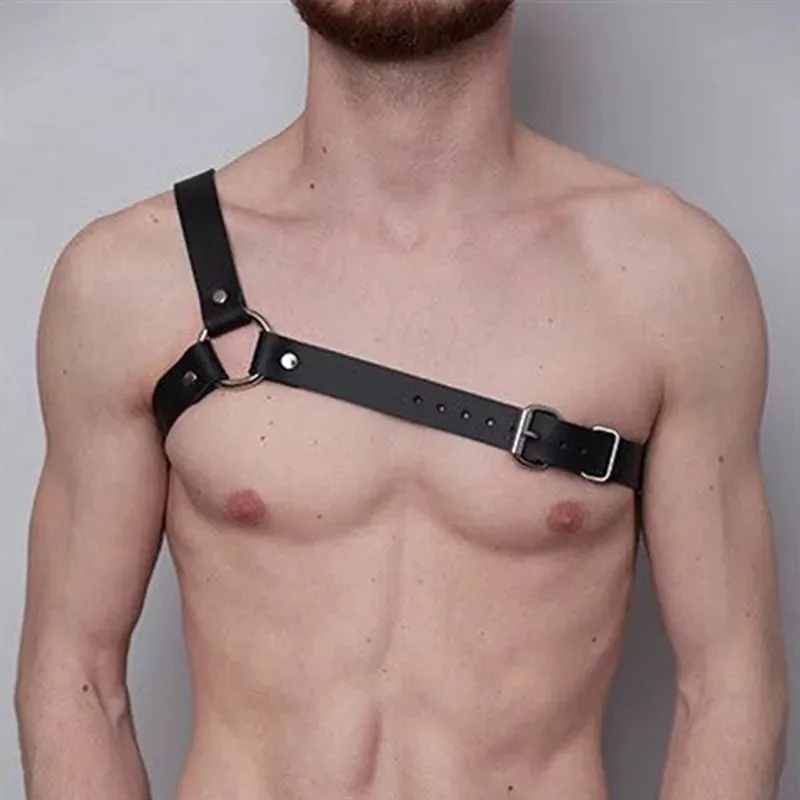 Goth Bdsm Neck Bondage PU Leather Harness Sexy Men Gay Bdsm Belt Erotic Costume Collar Fetish Wear Club Party Sex Accessories