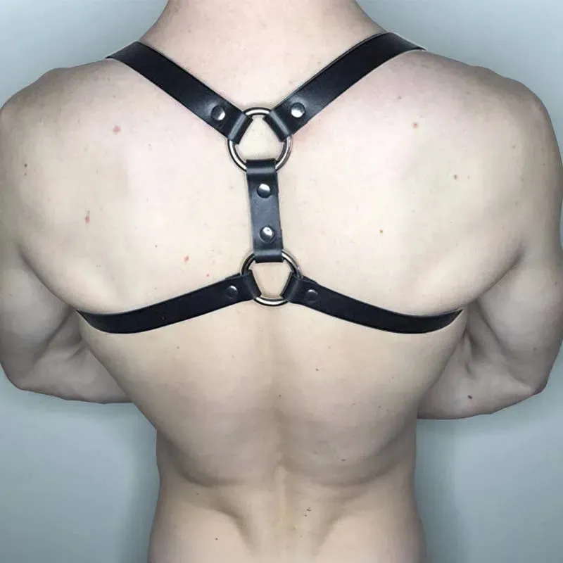Goth Bdsm Neck Bondage PU Leather Harness Sexy Men Gay Bdsm Belt Erotic Costume Collar Fetish Wear Club Party Sex Accessories