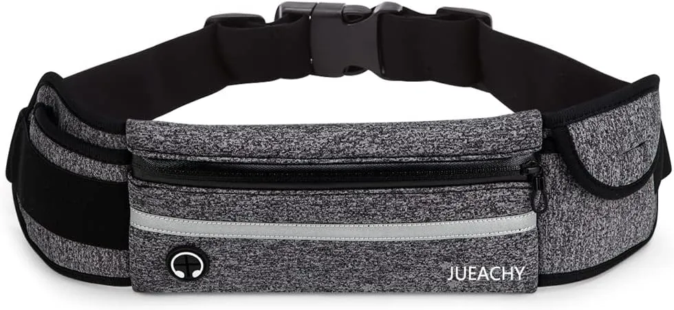 Jueachy Running Belts for Women Waterproof Fanny Pack Running Waist Pouch Phone holder Adjustable Sports Money Belt with Headphone Port