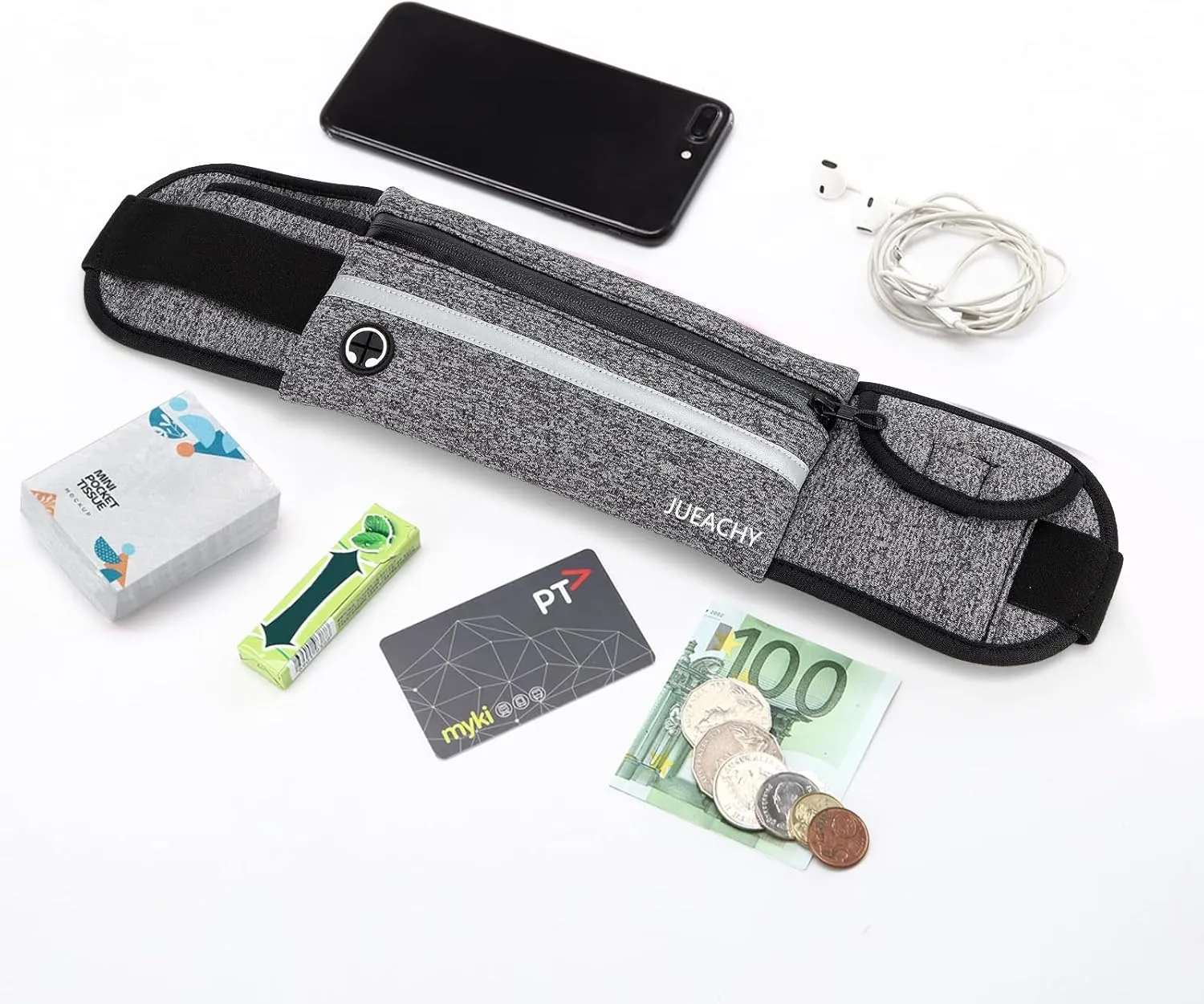 Jueachy Running Belts for Women Waterproof Fanny Pack Running Waist Pouch Phone holder Adjustable Sports Money Belt with Headphone Port