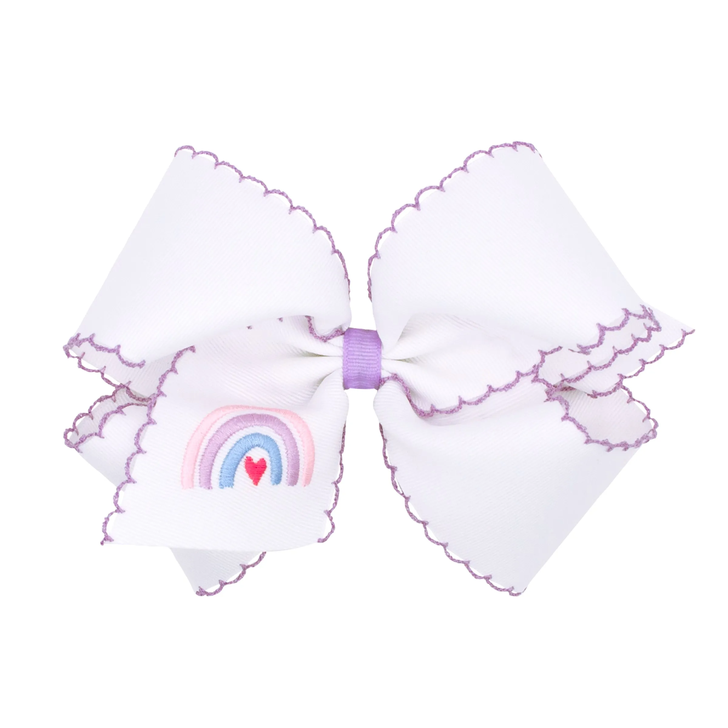 King Embroidered Moonstitch Edge Bow - Light Orchid Rainbow