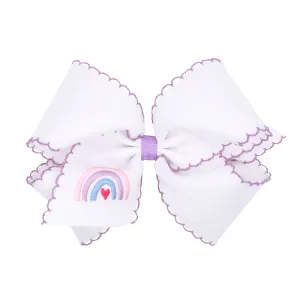 King Embroidered Moonstitch Edge Bow - Light Orchid Rainbow