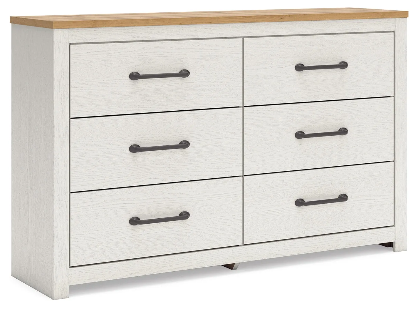 Linnocreek King Panel Headboard with Dresser in White/Warm Brown