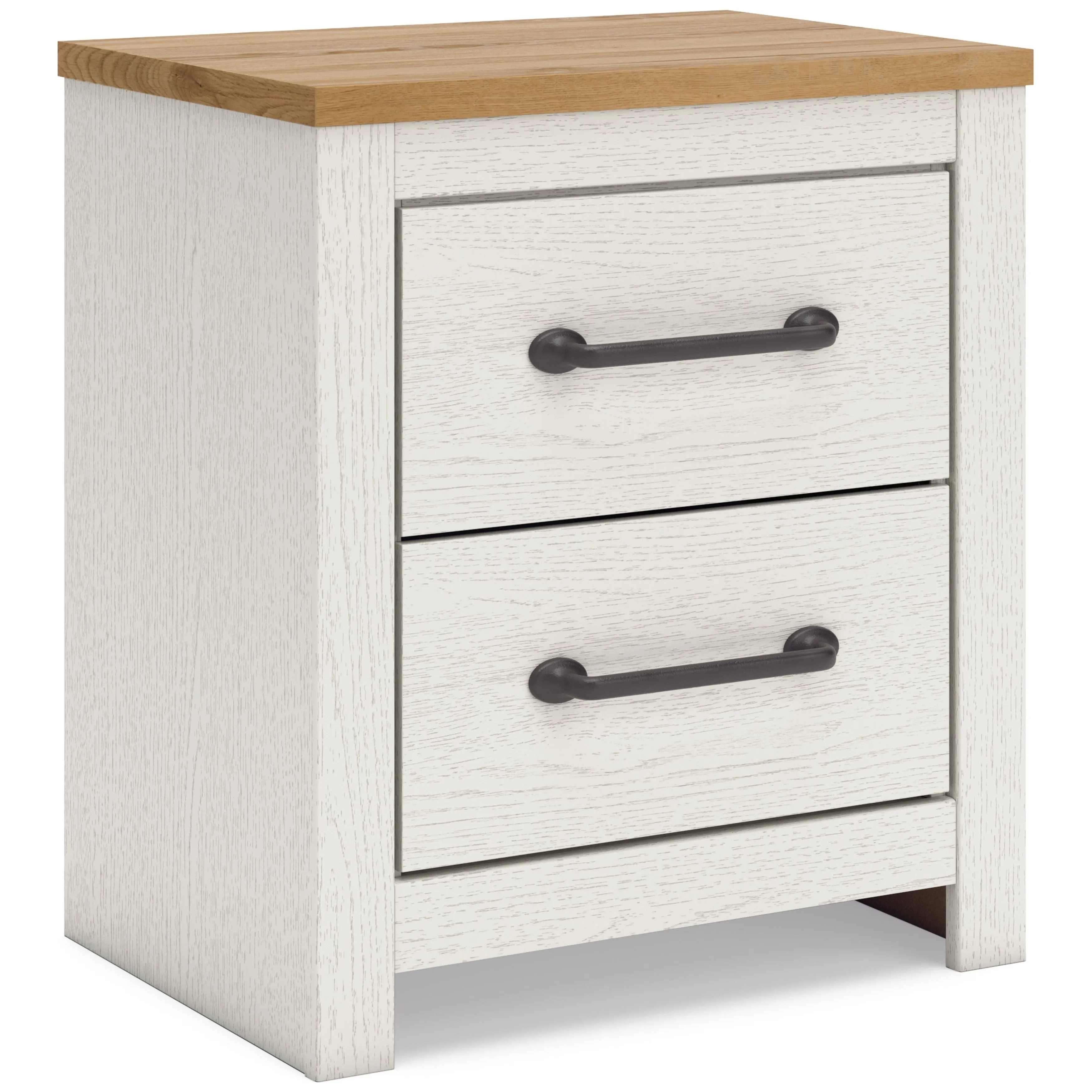 Linnocreek Queen Panel Bed with Dresser and 2 Nightstands in White/Warm Brown
