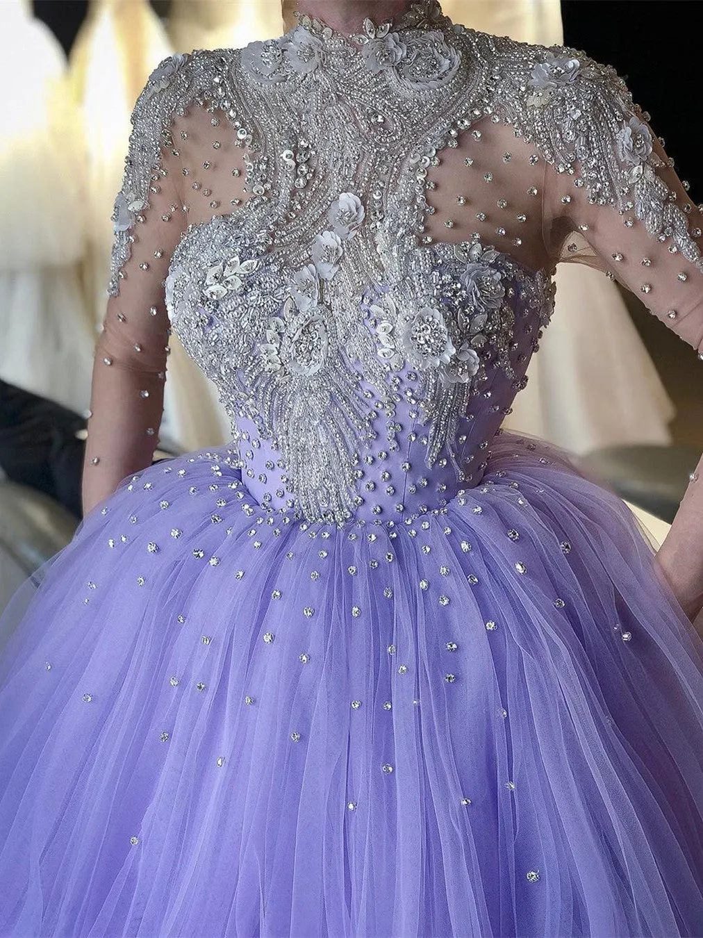 Marvelous Tulle Ball Gown Evening Dresses With Appliques PD462