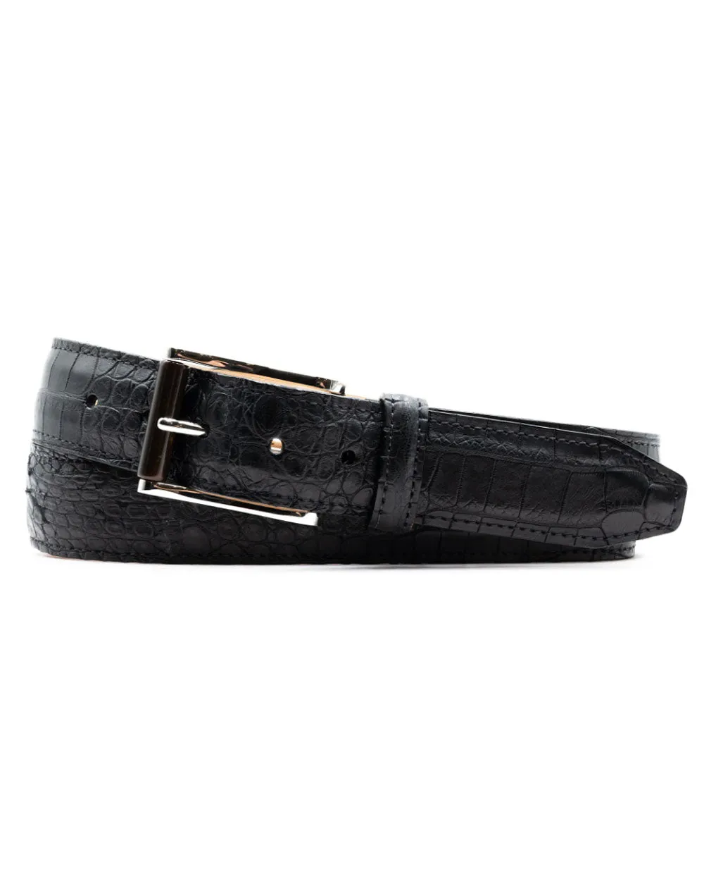 Matte American Alligator Belt in Black