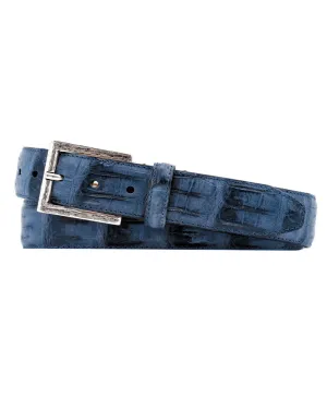 Matte Crocodile Belt in Navy