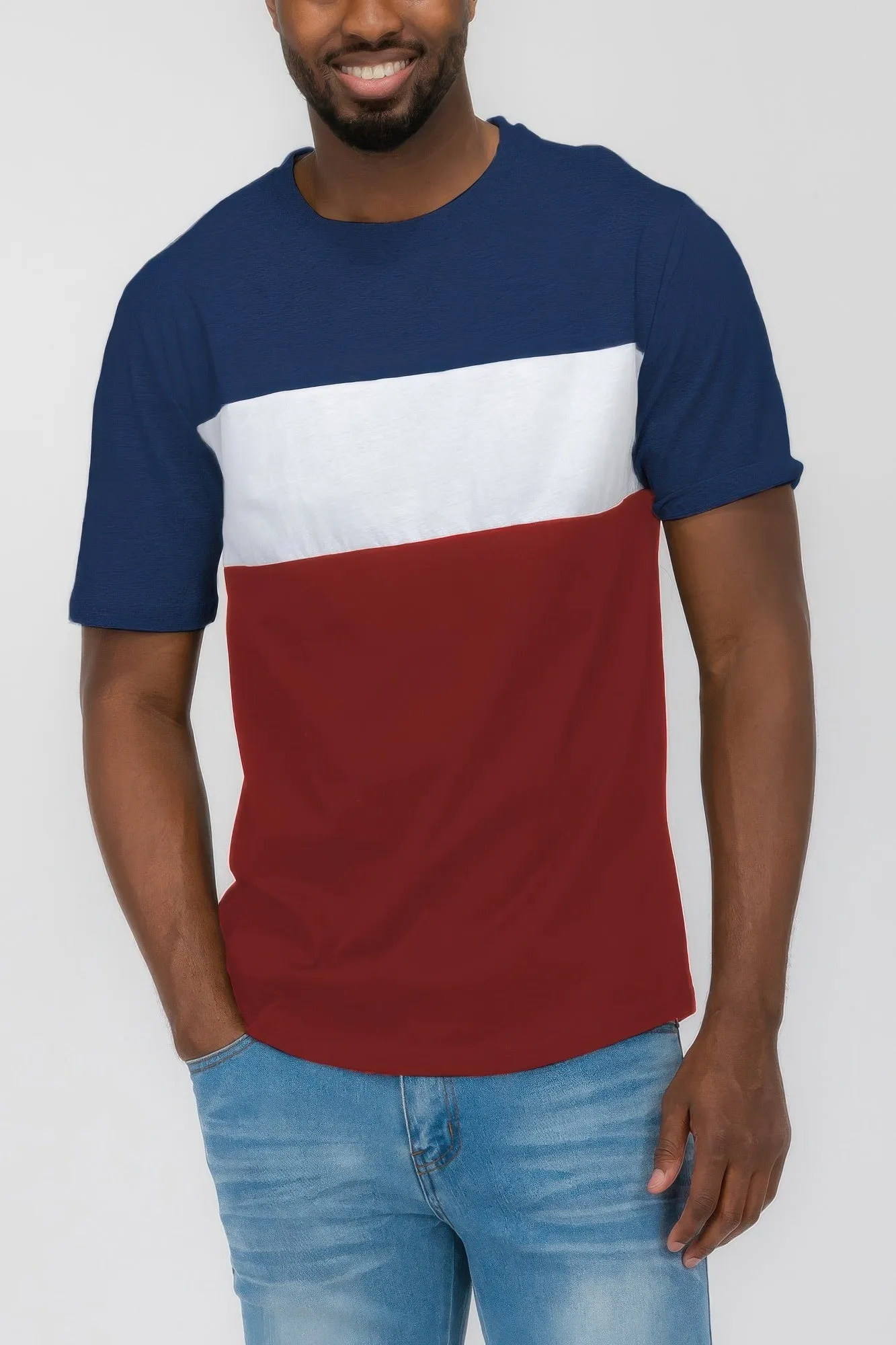 Mens Color Block Short Sleeve Tshirt