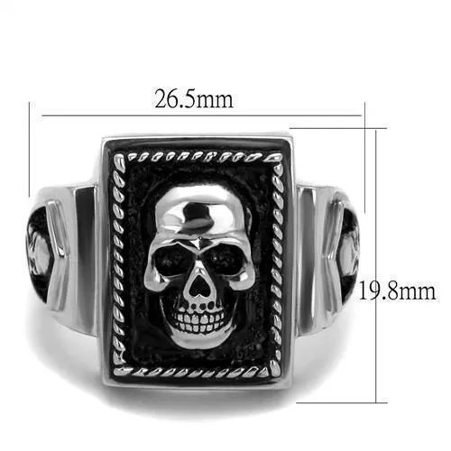 Mens Silver Skull Black Stainless Steel Epoxy Rings Style