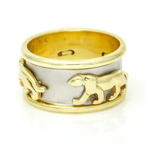 Panthers 18k Yellow and White Gold Wide Band Ring