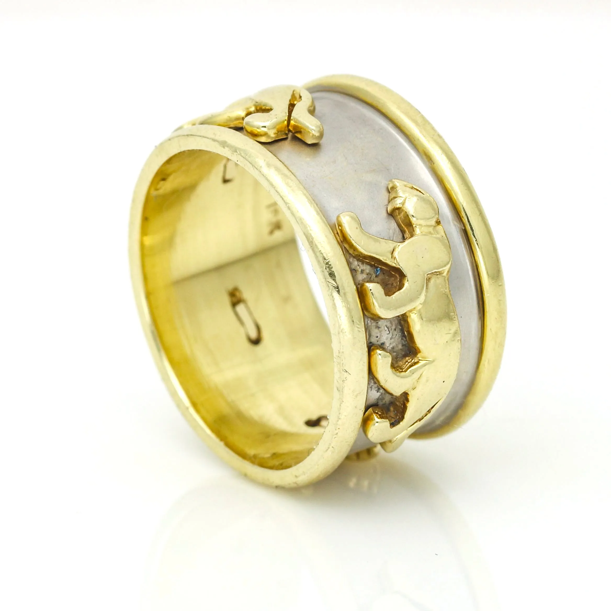 Panthers 18k Yellow and White Gold Wide Band Ring