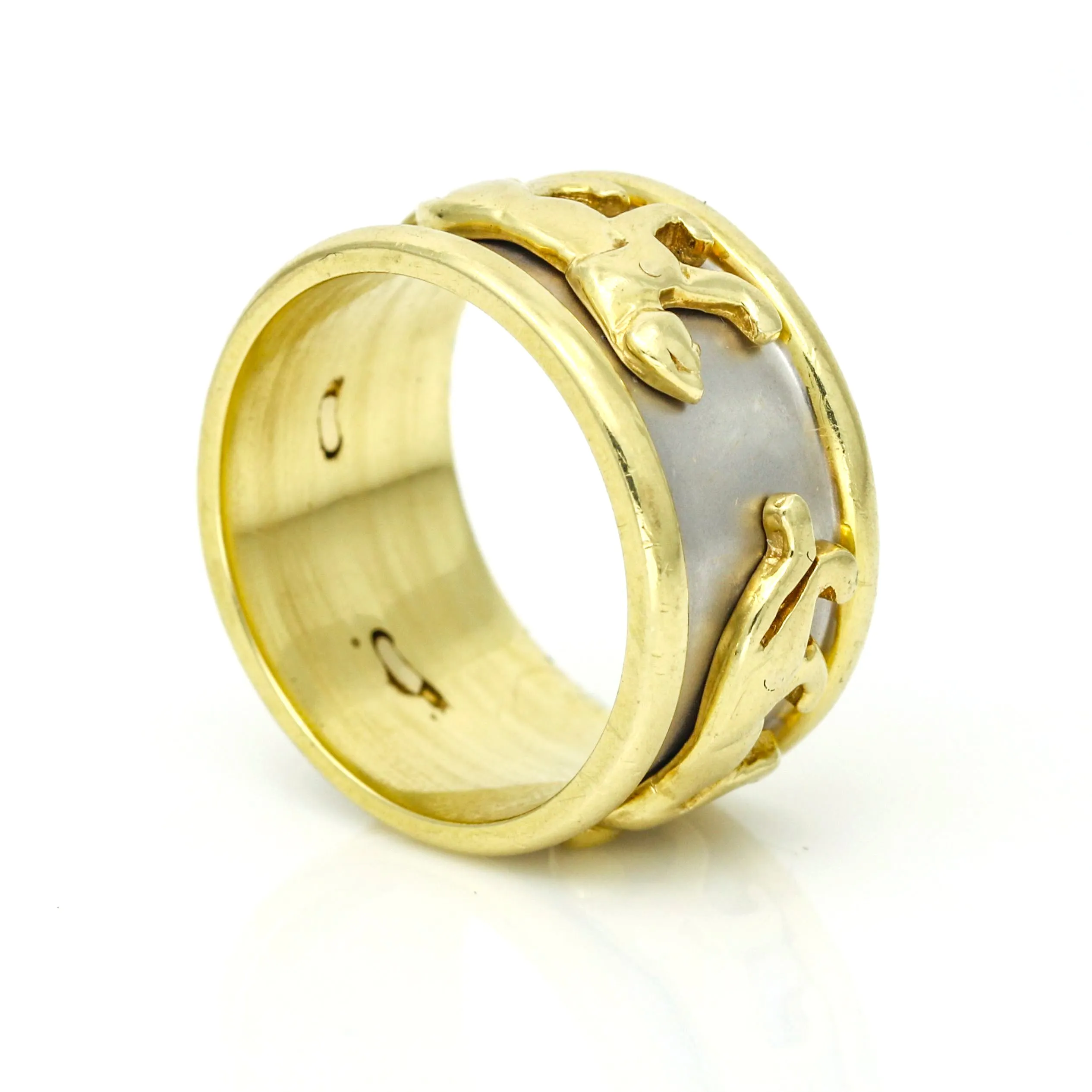 Panthers 18k Yellow and White Gold Wide Band Ring