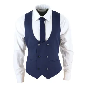Perry - Men's Navy Double Breasted Classic Office Formal