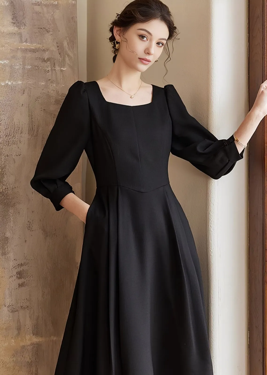 PUFF SLEEVE ELEGANT DRESS